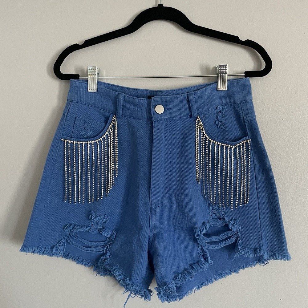 Blue B Women's High Rise Rhinestone Fringe Shorts - Small Cowgirl Rodeo Festival - Picture 2 of 13